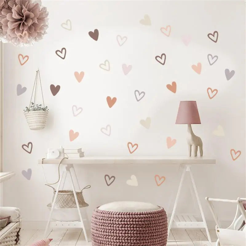 Boho Hearts Creative Wall Sticker for Children Baby Girls Boys Room Nursery Wall Art Decals Vinyl Mural Kids Bedroom Home Decor