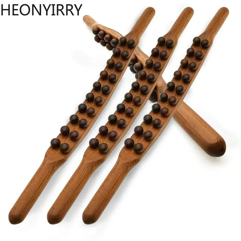 8/20 Beads Rolling Pin Universal Back Needle Massage Tendons Beech Wood Scraping Stick Point Treatment Guasha Relax Therapy Tool