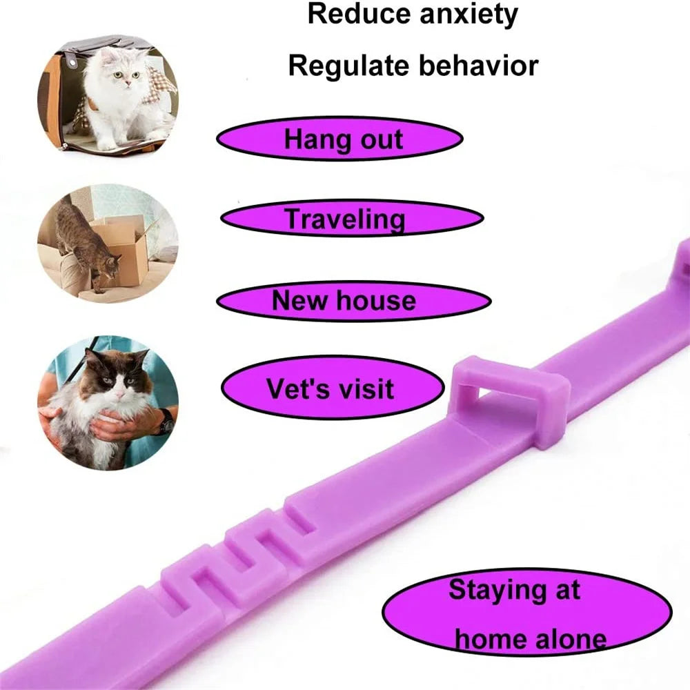 Pet Calming Collar for Cats Dogs Adjustable Anxiety Pheromone Reducing Pet Collar Lasting Natural Calm Relax Soothing Collars