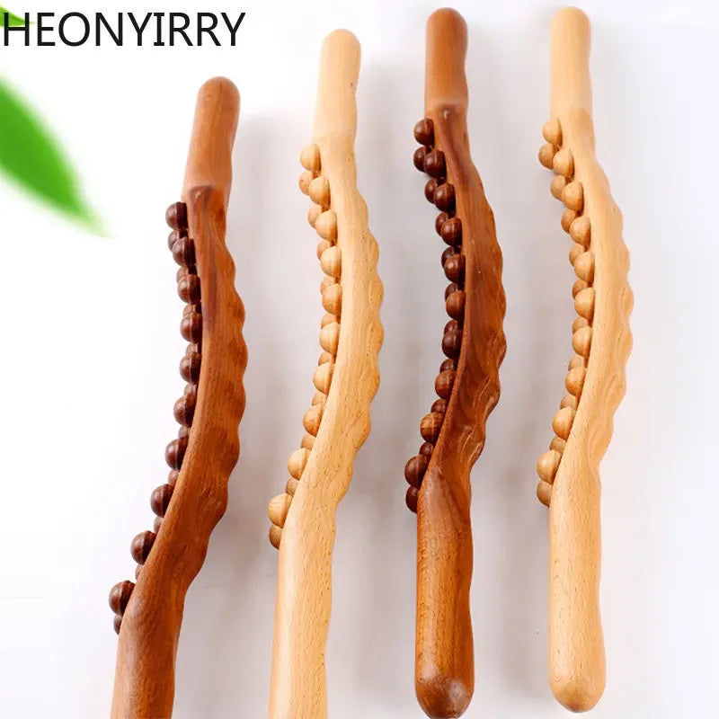 8/20 Beads Rolling Pin Universal Back Needle Massage Tendons Beech Wood Scraping Stick Point Treatment Guasha Relax Therapy Tool