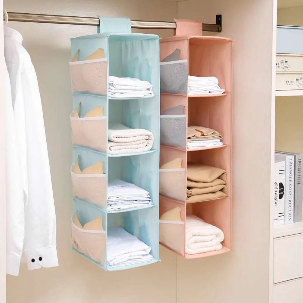 Non-Woven Washable Wardrobe Multi-Layer Folding Hanging Bra Storage Bag Underwear Socks Clothes Storage Organizer Hanging Bag