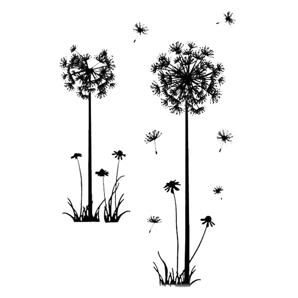 Dandelion Wall Stickers for Home Decor - Black Botanical Design for Living Room or Bedroom