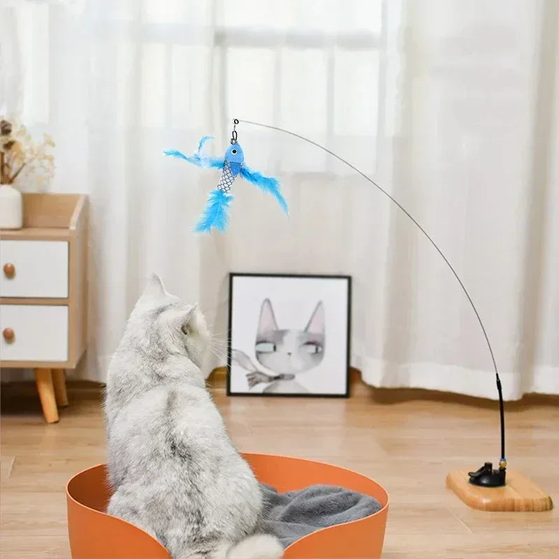 Interactive Cat Toy Handfree Cat Stick Toy Suction Cup Teaser Toy for Kitten Playing Chase Exercise Teaser Wand Cat Accesorios