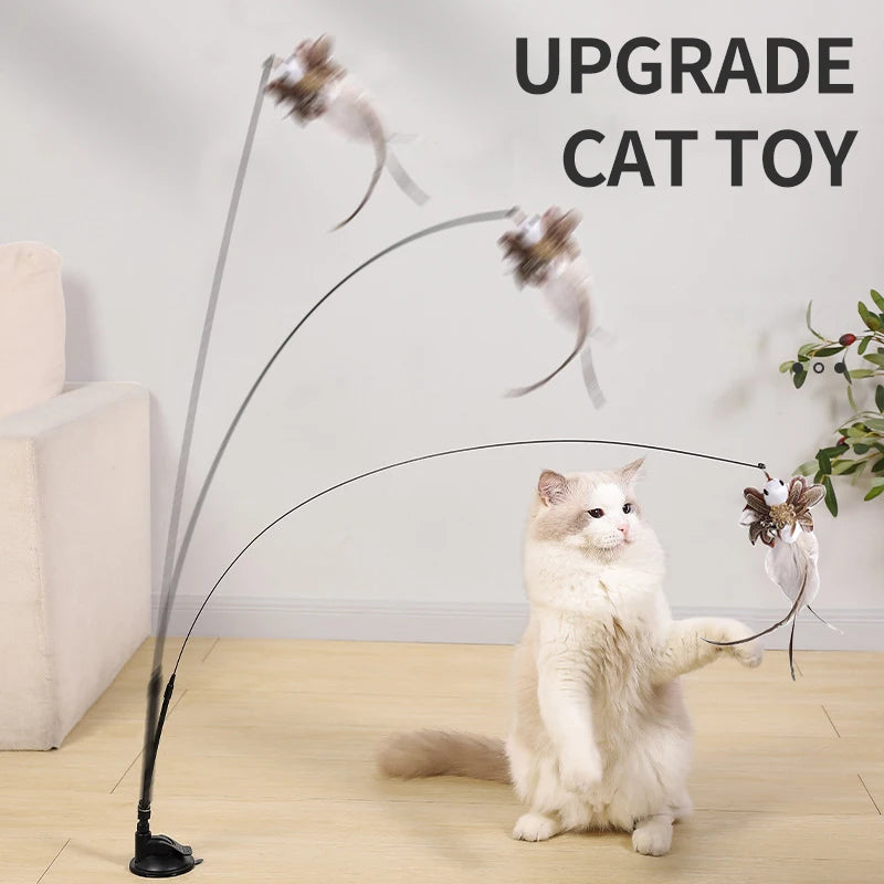 Interactive Cat Toy Handfree Cat Stick Toy Suction Cup Teaser Toy for Kitten Playing Chase Exercise Teaser Wand Cat Accesorios