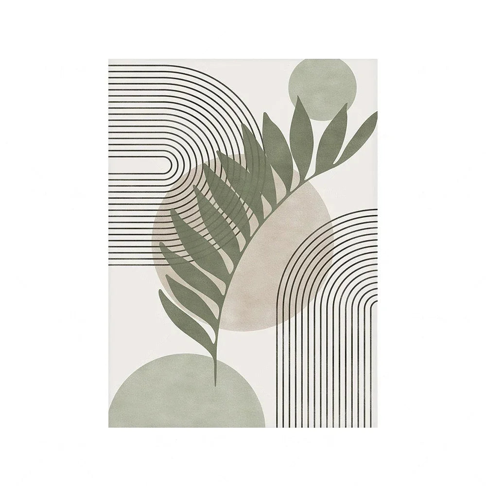 Sage Green Botanical Abstract Wall Art Canvas Painting for Home Decor