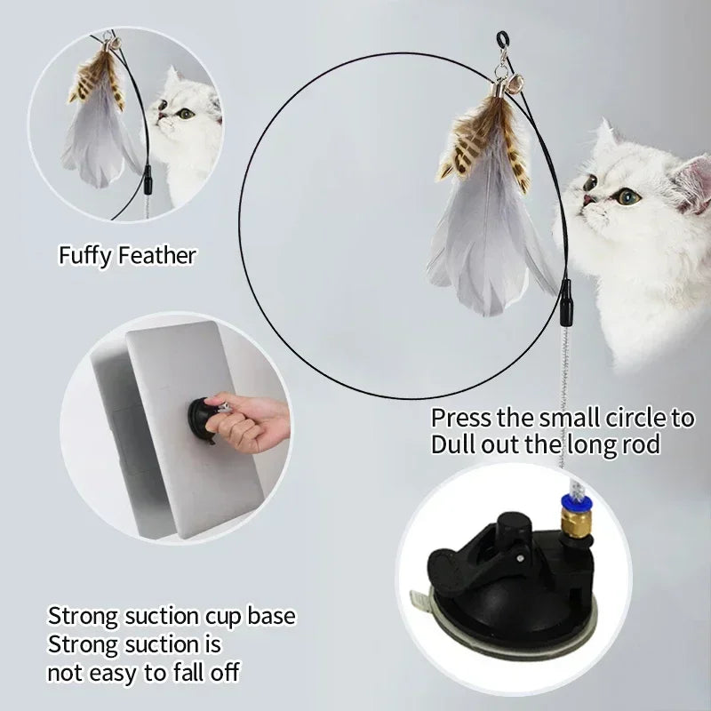 Interactive Cat Toy Handfree Cat Stick Toy Suction Cup Teaser Toy for Kitten Playing Chase Exercise Teaser Wand Cat Accesorios