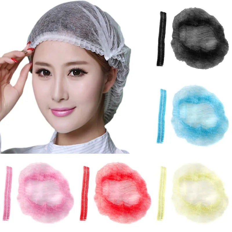 Disposable Hair Head Covers - Pack of 100 - Bouffant Dustproof Caps for Anti-Dust Protection - Breathable Shower, Bathing, and Kitchen Hats