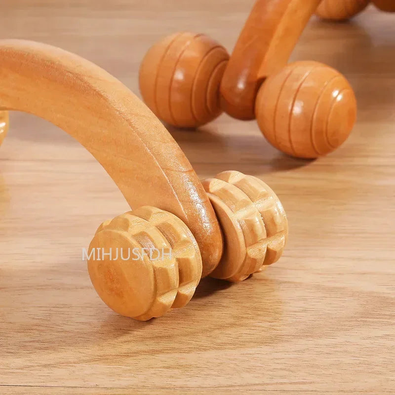 Wooden Massage Roller Therapy Body Massager Foot Face Shoulder Neck Hand Push Roller Massager Body Soothing Massage Tool