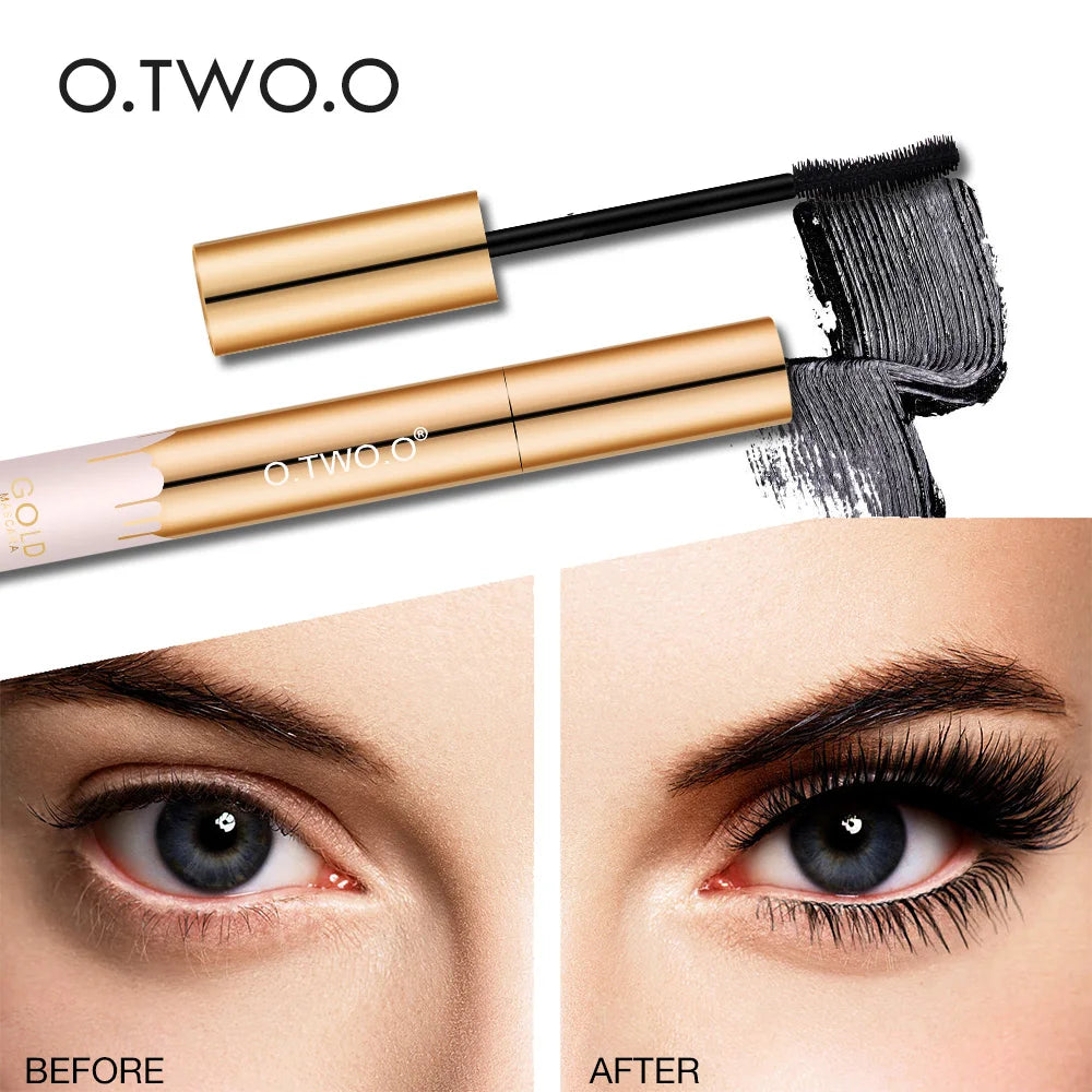 3D Mascara Lengthening Black Lash Eyelash Extension Eye Lashes Brush Beauty Makeup Long-Wearing Gold Color Mascara