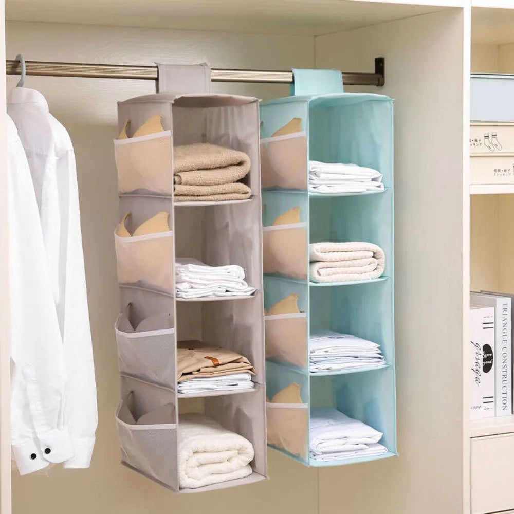 Non-Woven Washable Wardrobe Multi-Layer Folding Hanging Bra Storage Bag Underwear Socks Clothes Storage Organizer Hanging Bag