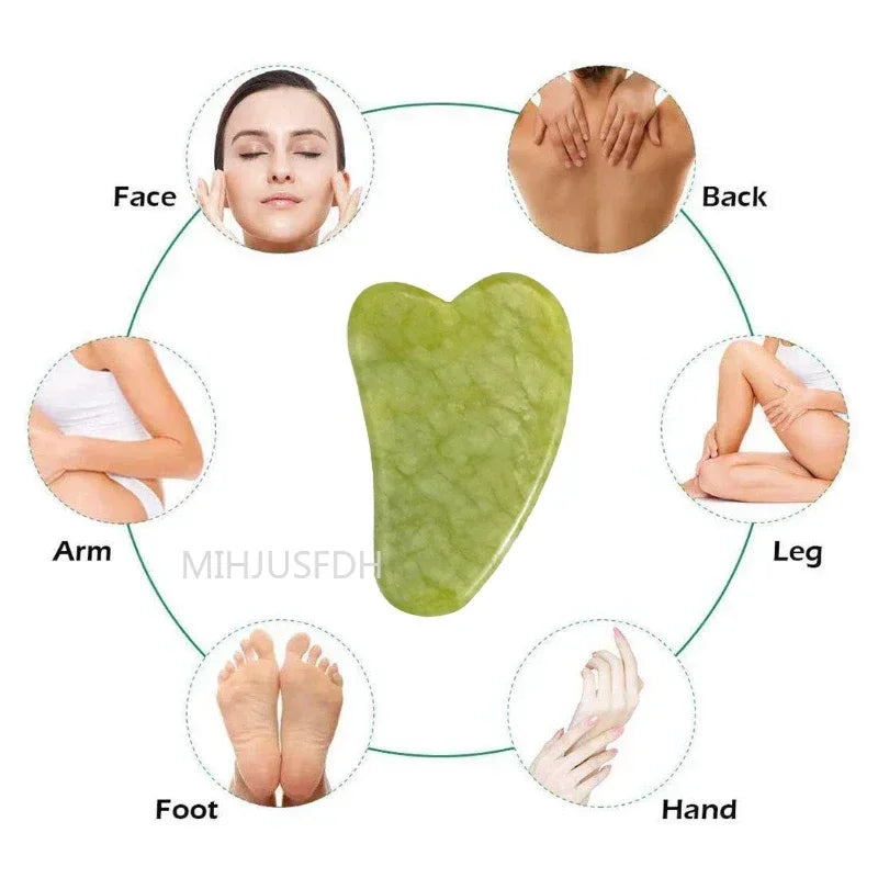 Natural Jade Roller Massager for Face Body Back Foot Massage Roller Facial Liftting Anti-Wrinkle Double-End Gua Sha Jade Stone