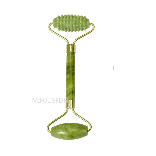 Natural Jade Roller Massager for Face Body Back Foot Massage Roller Facial Liftting Anti-Wrinkle Double-End Gua Sha Jade Stone