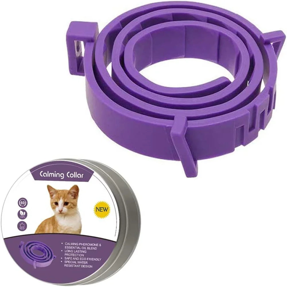 Pet Calming Collar for Cats Dogs Adjustable Anxiety Pheromone Reducing Pet Collar Lasting Natural Calm Relax Soothing Collars