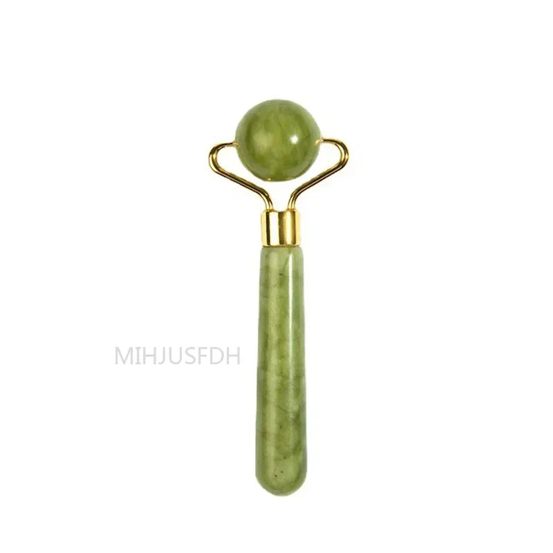 Natural Jade Roller Massager for Face Body Back Foot Massage Roller Facial Liftting Anti-Wrinkle Double-End Gua Sha Jade Stone